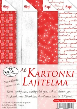 A6 Kartonkilajitelma Joulu Punavalko 20Ark