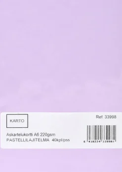 Askartelukortti A6 220 Gsm Pastellilajitelma 40 Kpl/Pss