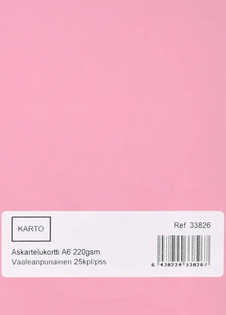 Askartelukortti A6 220 Gsm Vaalean Punainen 25 Kpl/Pss