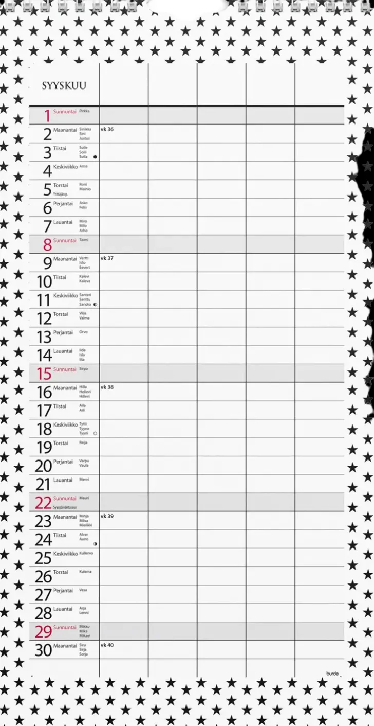 Burde Perhekalenteri 2024 Perhekalenteri Moderni Paperitaskulla