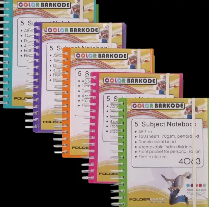 Foldermate Color Barkode Kierremuistikirja Viivallinen A5 Varilajitelma