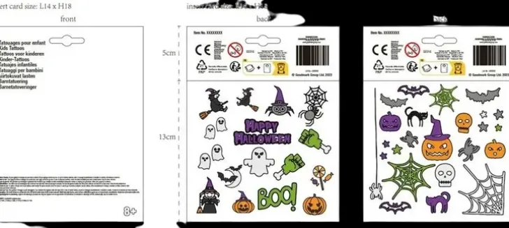 Halloween Kasvotarrat Iloiset, Lajitelma