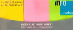 Info Notes Viestilappu 40X50Mm 3X100 Kpl Neon