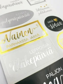 J.K. Primeco Tekstitarra Onnittelut Kulta/Hopea