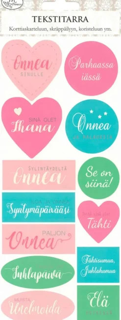 J.K. Primeco Tekstitarra Onnittelut Pastelli 1Ark/Pkt