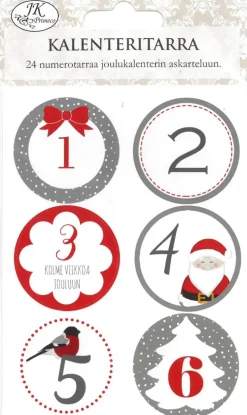 Joulukalenteritarra Punaharmaa