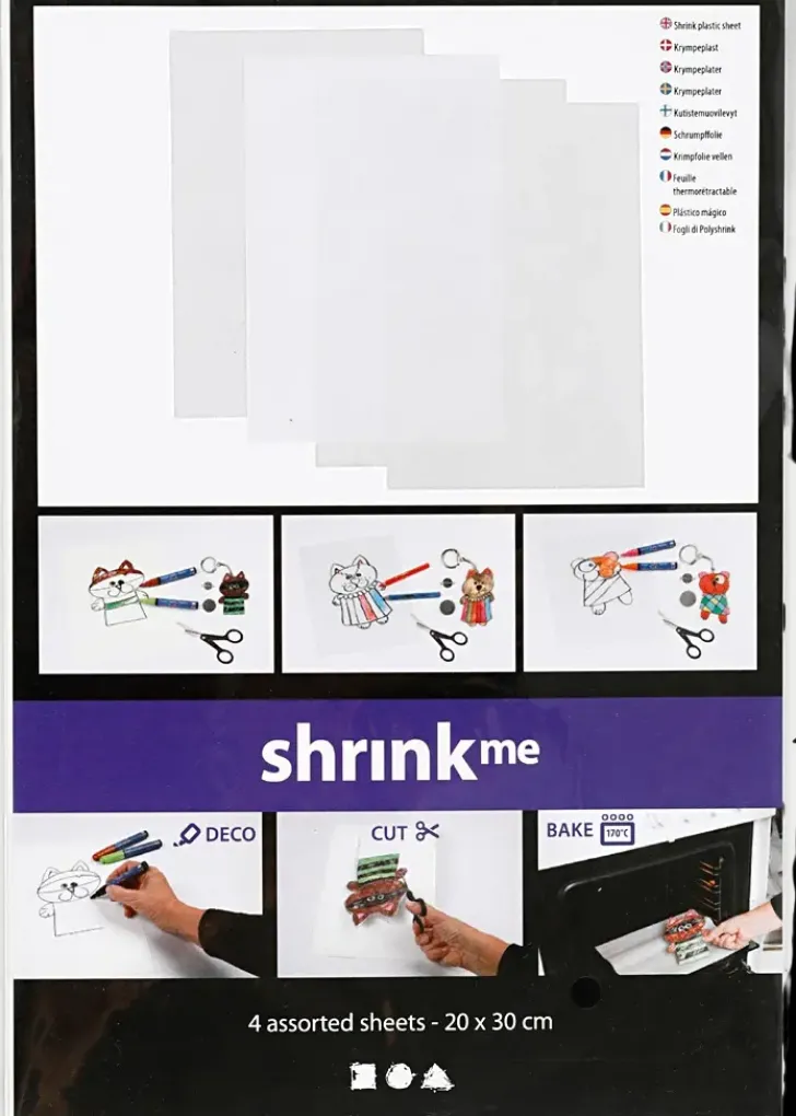 Kutistemuovilevyt, Kirkas, Matta Lapinakyva, Mattavalkoinen, 20X30 Cm, Paksuus 0,3 Mm, 4 Ark/ 1 Pkk