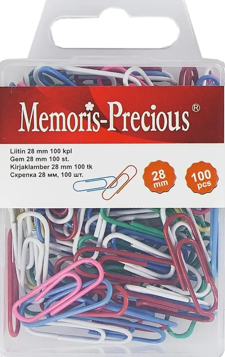 Memoris Precious Paperiliitin 28Mm Varillinen 100Kpl