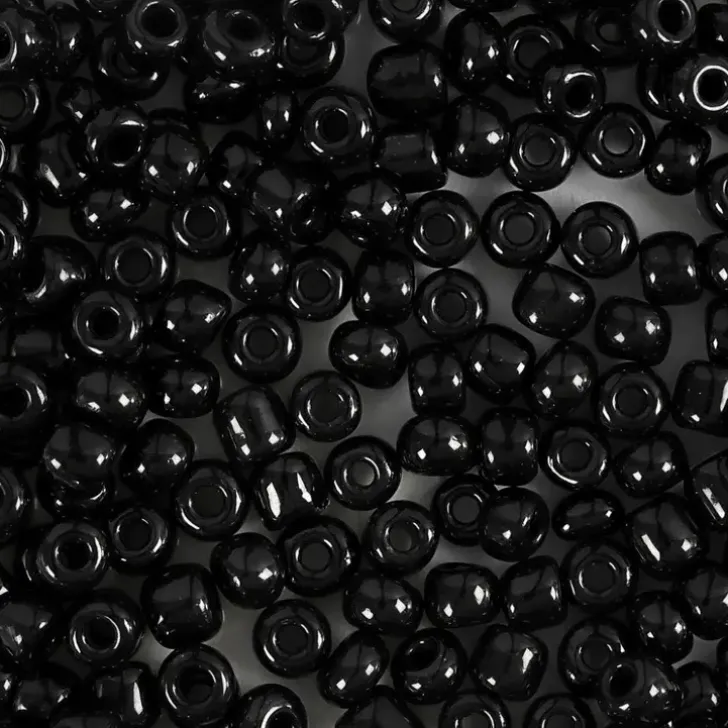 Rocaille-Siemenhelmet, Musta, Halk. 4 Mm, Koko 6/0 , Aukon Koko 0,9-1,2 Mm, 25 G/ 1 Pkk