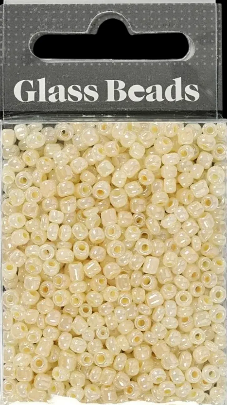 Rocaille-Siemenhelmet, Norsunluu, Halk. 3 Mm, Koko 8/0 , Aukon Koko 0,6-1,0 Mm, 25 G/ 1 Pkk